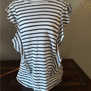 Striped navy and White Women's Top. Linen Charter Club